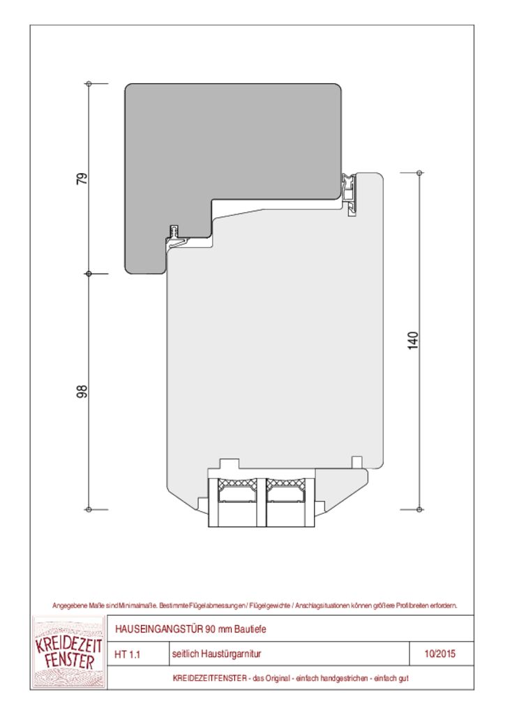 Hauseingangstur 90 Mm Kreidezeitfenster
